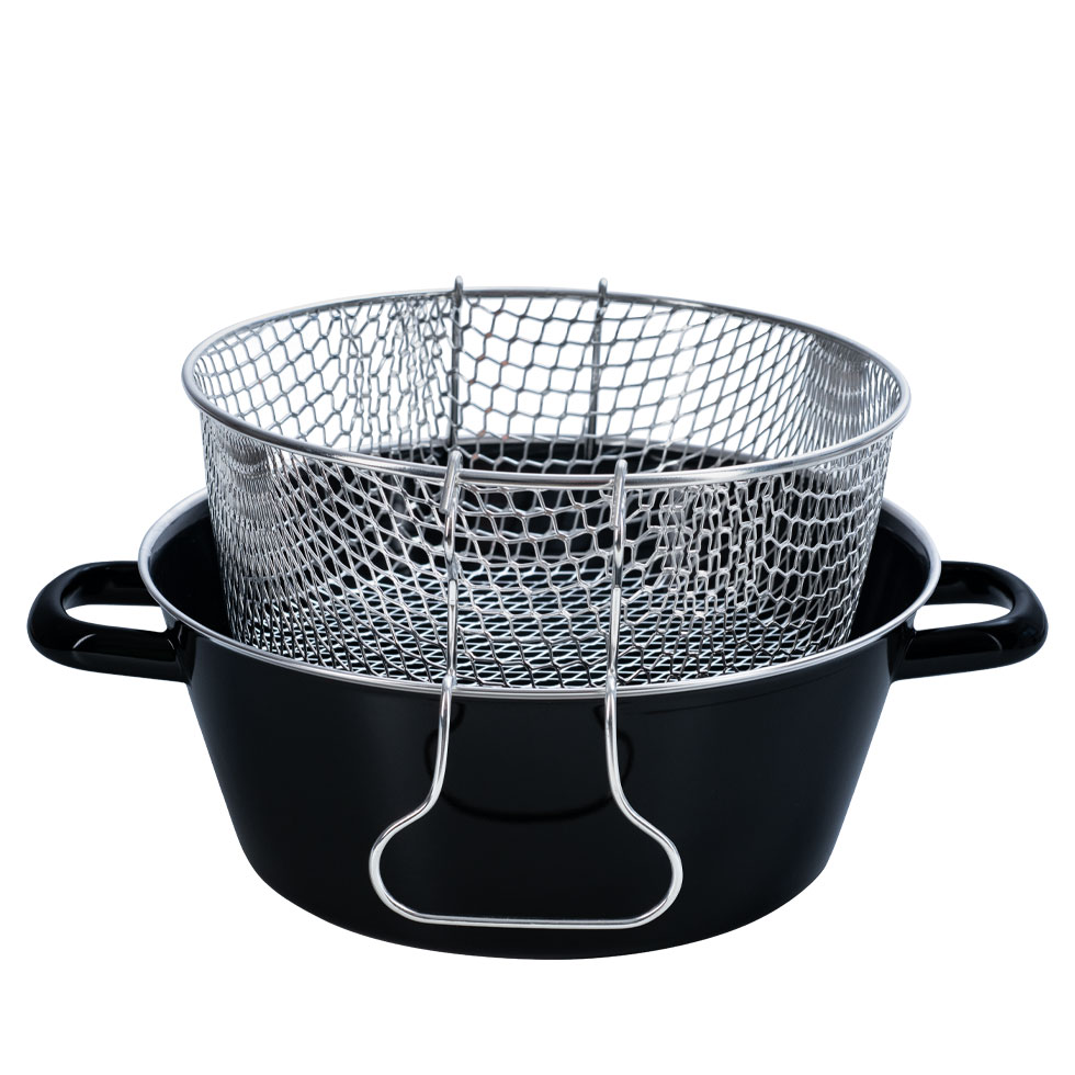 Pom-Frit.Pfanne m.Einsatz 24cm   SCHWARZ