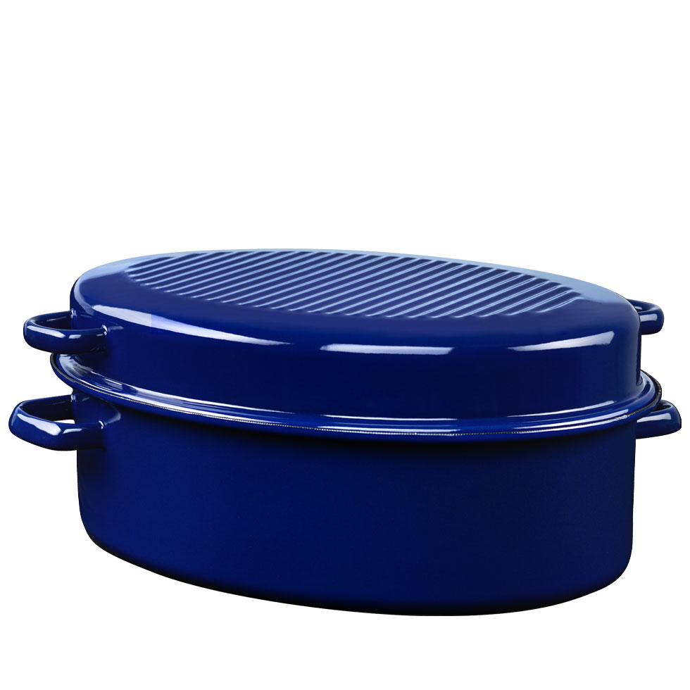 Bräter oval m. Deckel 38cm    KOBALTBLAU   A K T I O N